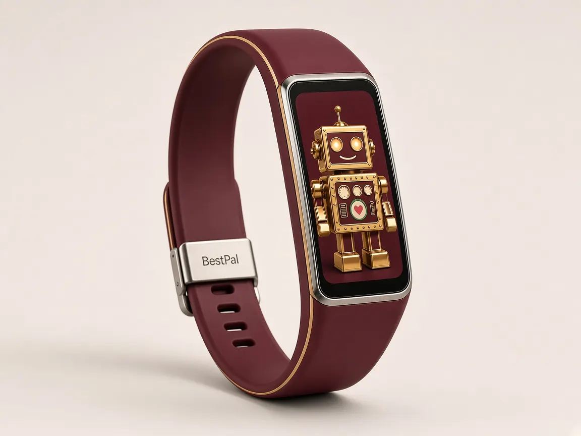 Concept art: BestPal concept in burgundy with a gold Tommy Bot.